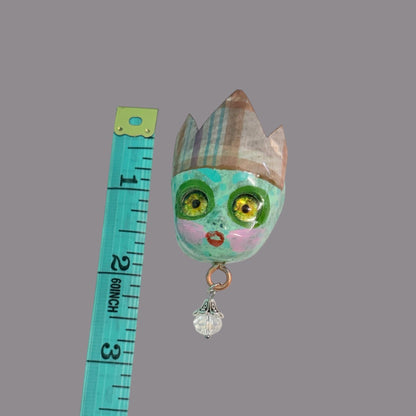 Handpainted Monster Fridge Magnet: Crowned Creepling Fae Goblin