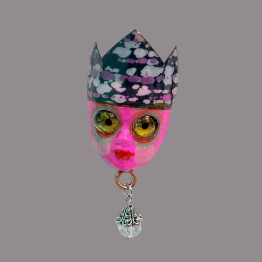 Handpainted Monster Fridge Magnet: Crowned Creepling Fae Goblin