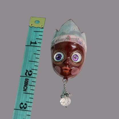Handpainted Monster Fridge Magnet: Crowned Creepling Fae Goblin