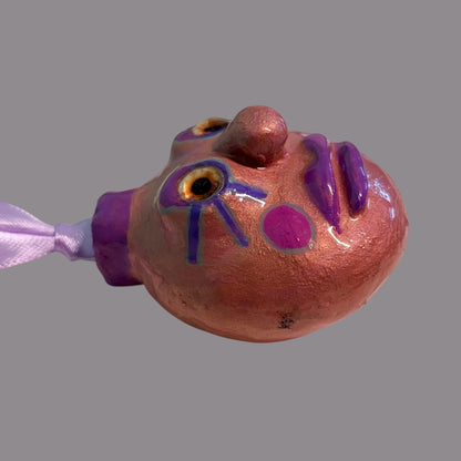 Whimsical Quirky Face Ornament Handmade Clay