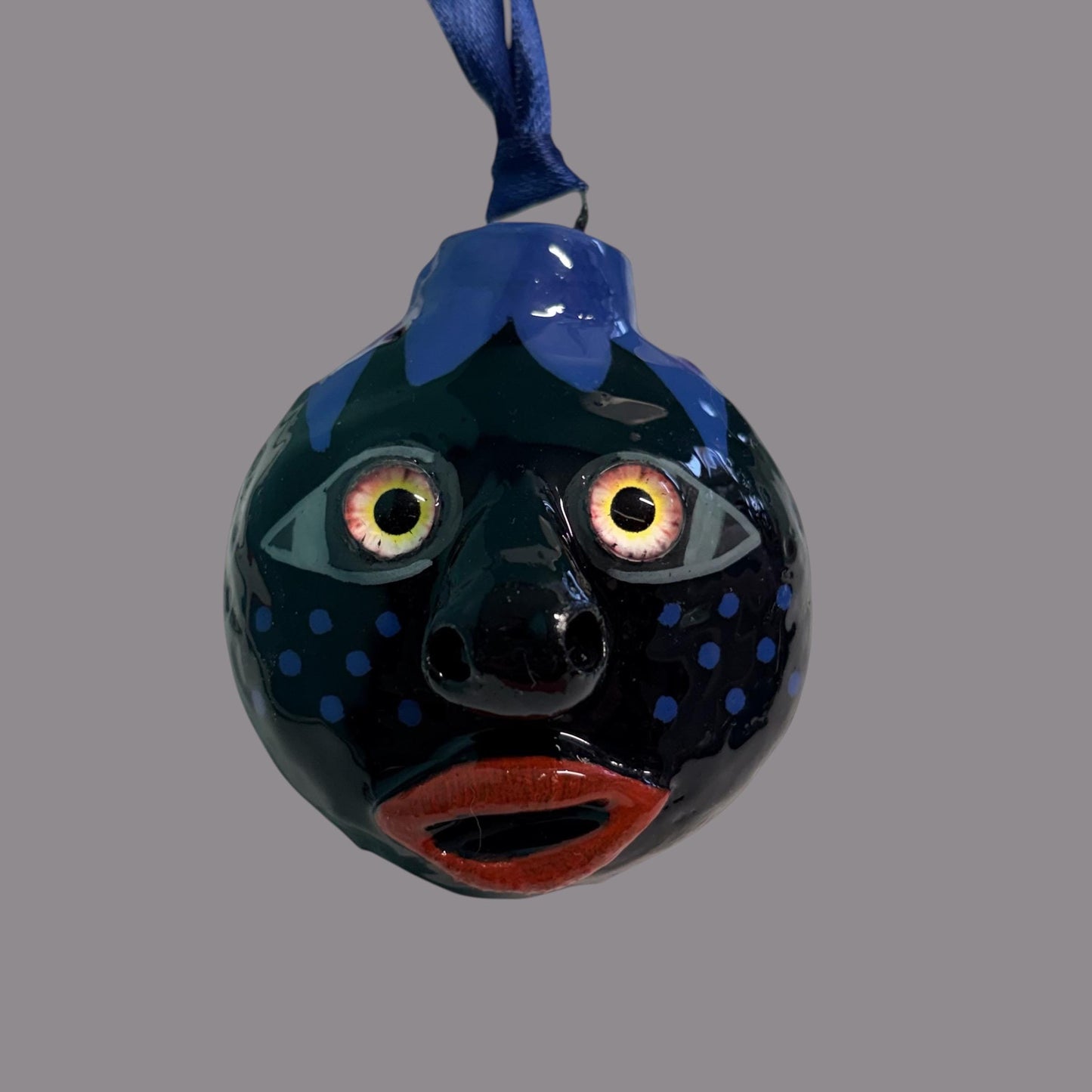 Whimsical Quirky Face Ornament Handmade Clay