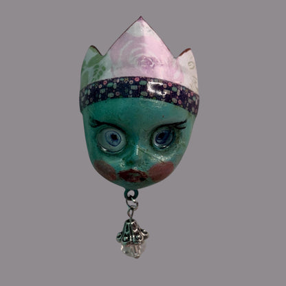 Handpainted Monster Fridge Magnet: Crowned Creepling Fae Goblin