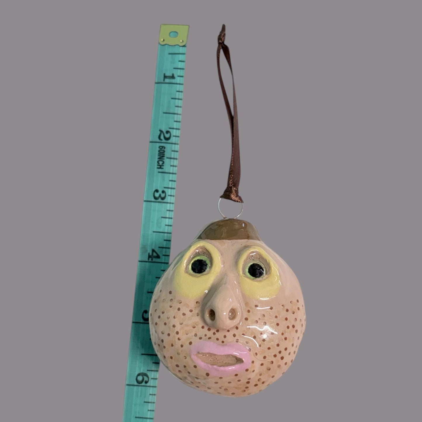Whimsical Quirky Face Ornament Handmade Clay