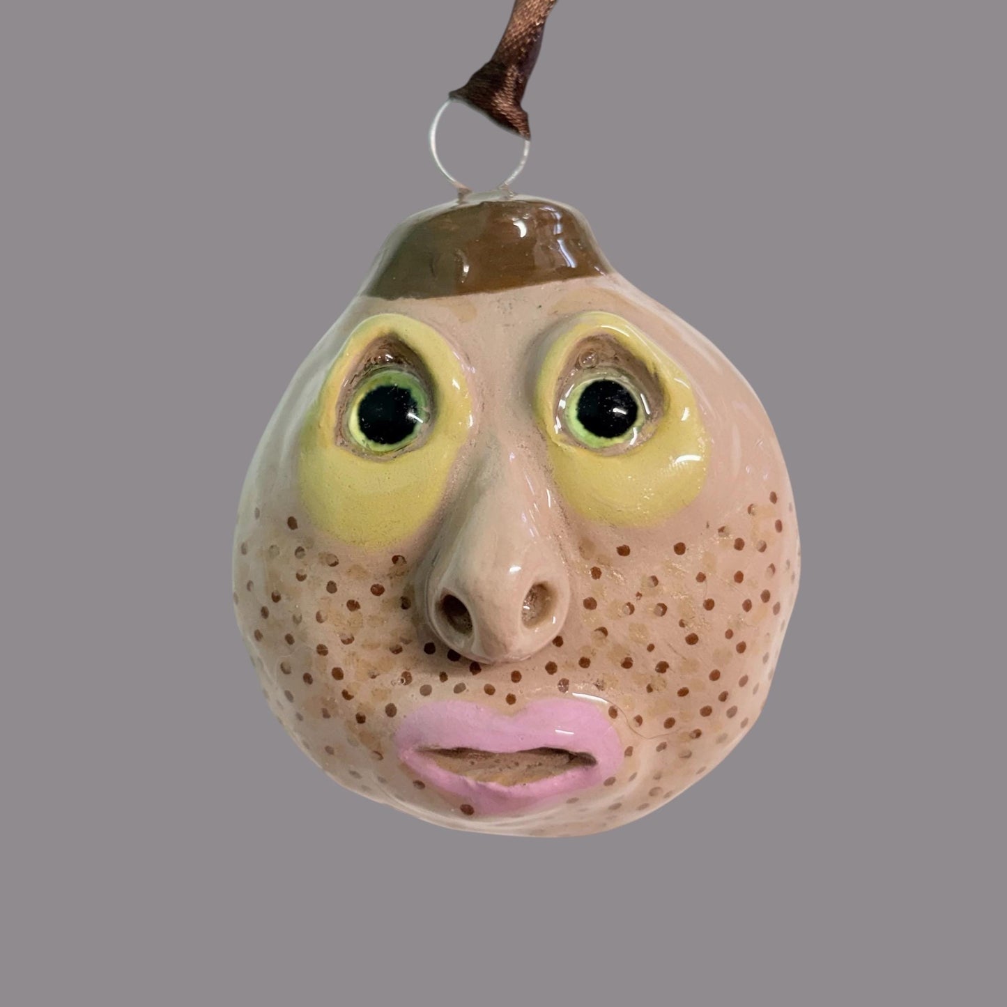 Whimsical Quirky Face Ornament Handmade Clay