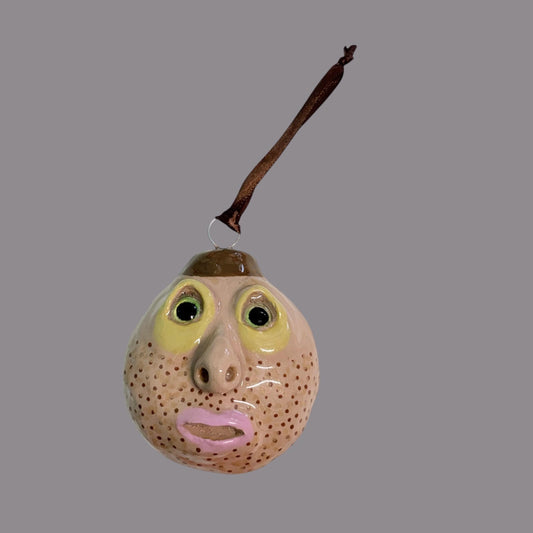 Whimsical Quirky Face Ornament Handmade Clay