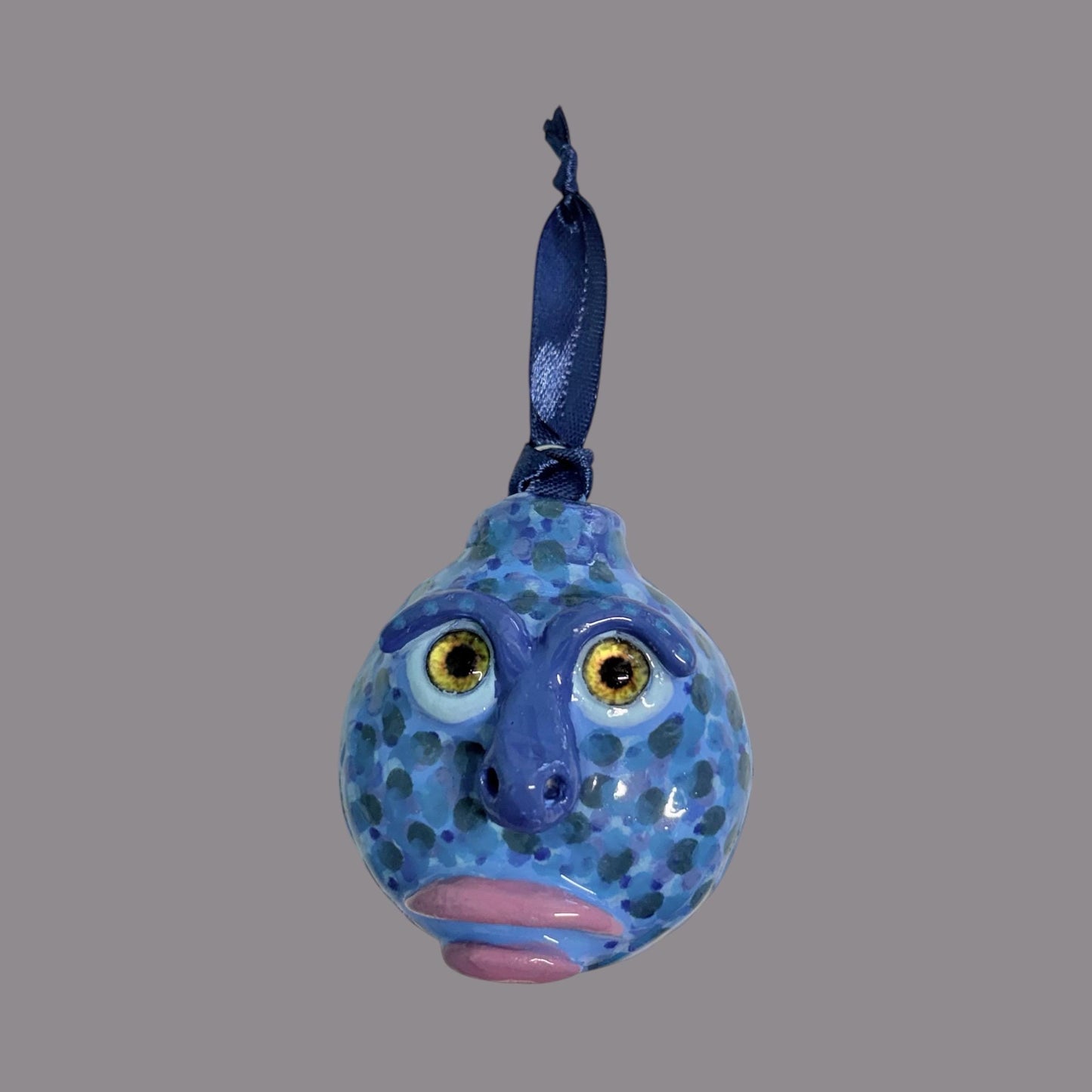 Whimsical Quirky Face Ornament Handmade Clay