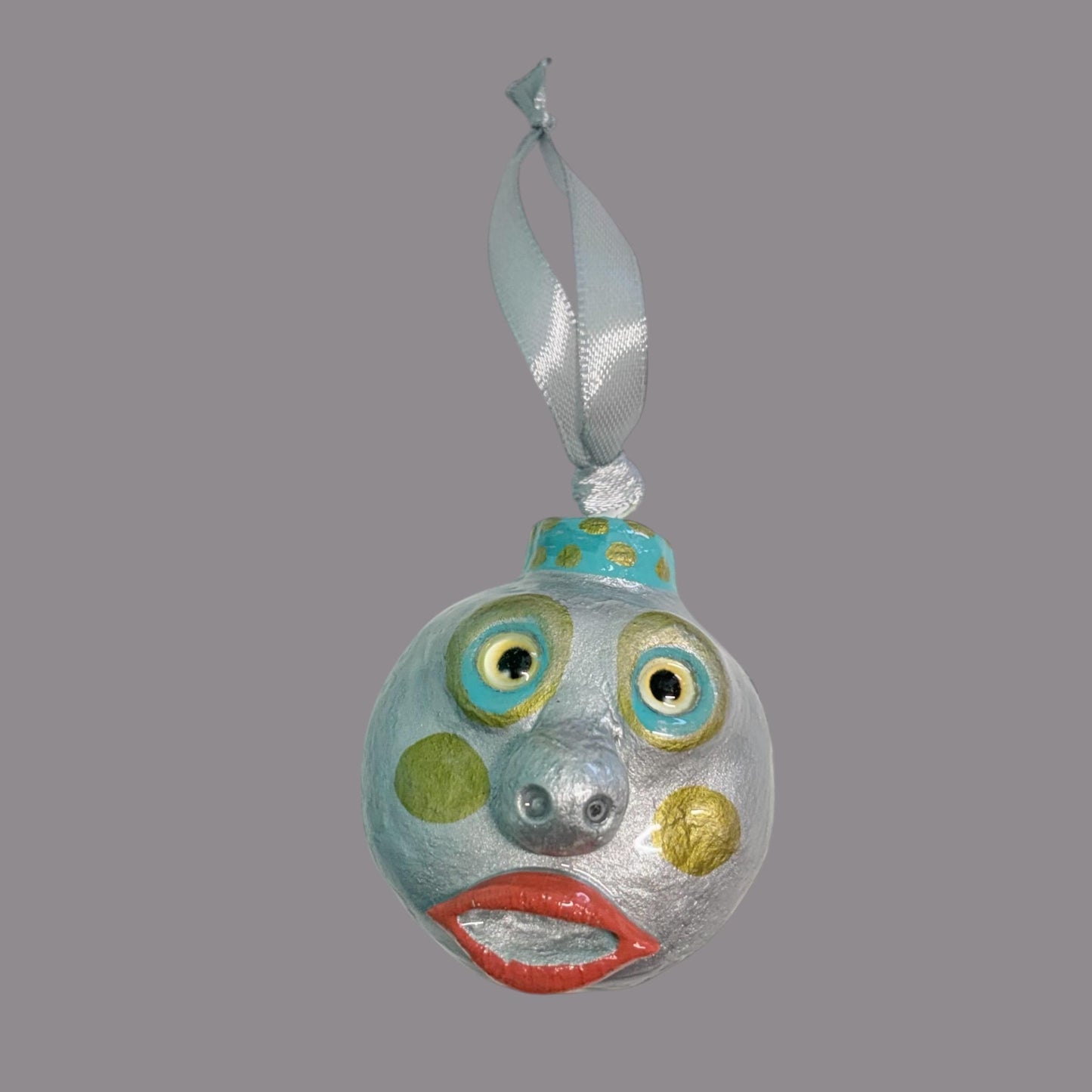 Whimsical Quirky Face Ornament Handmade Clay