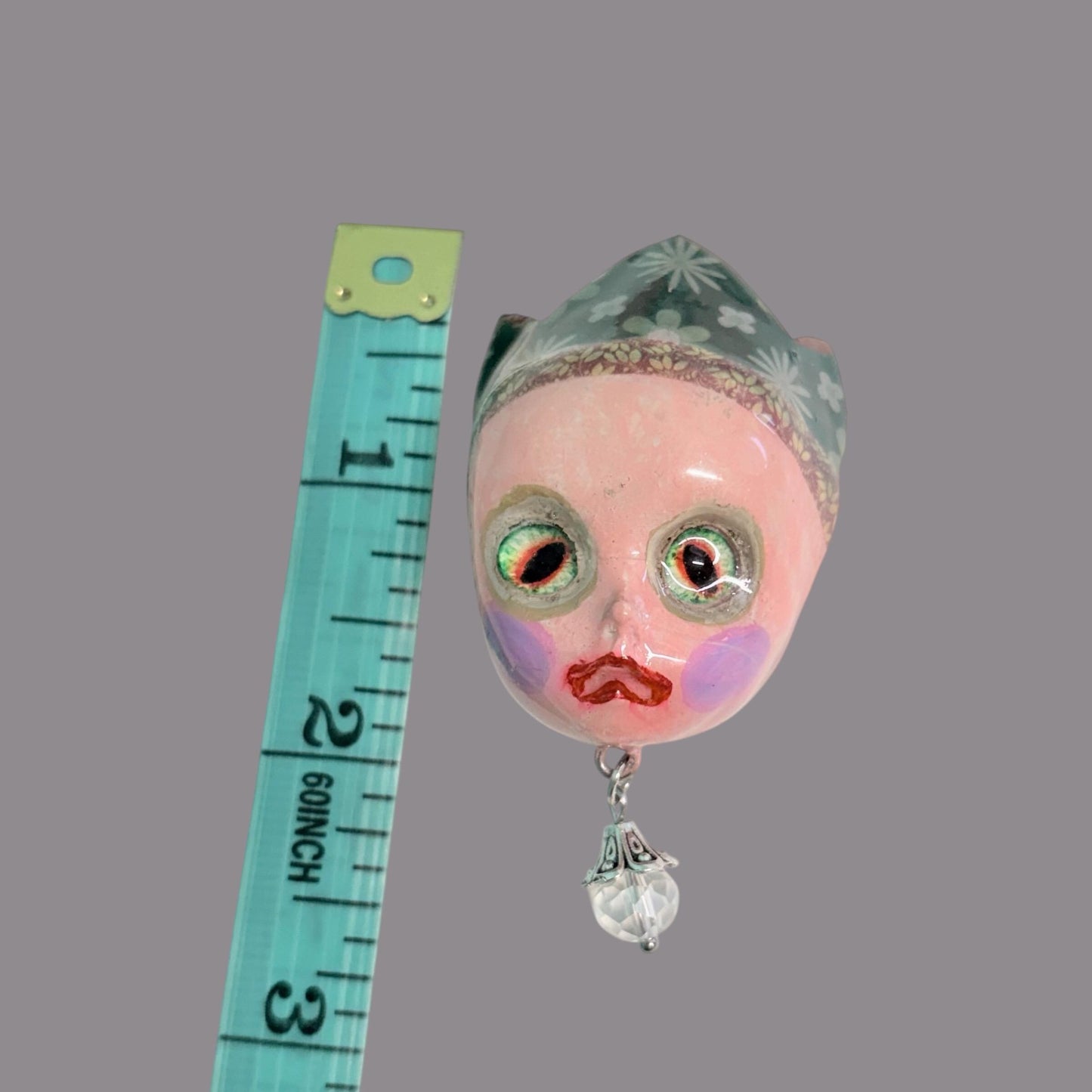 Handpainted Monster Fridge Magnet: Crowned Creepling Fae Goblin