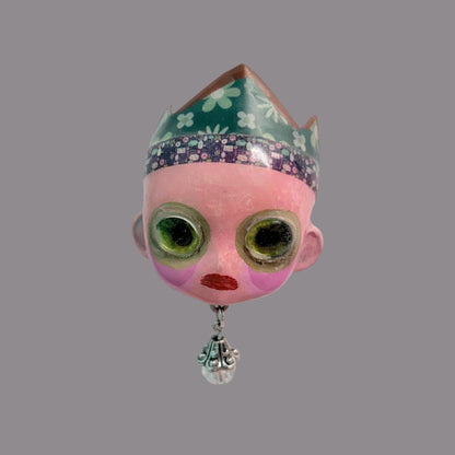 Handpainted Monster Fridge Magnet: Crowned Creepling Fae Goblin