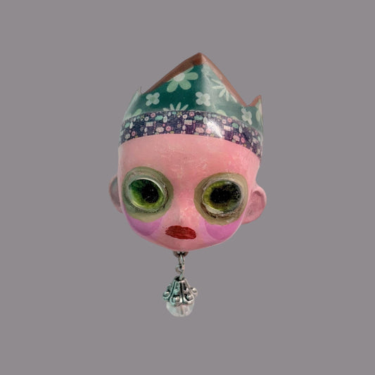 Handpainted Monster Fridge Magnet: Crowned Creepling Fae Goblin