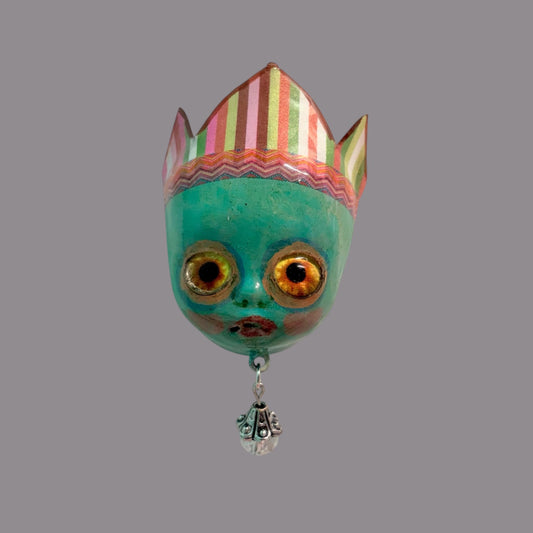 Handpainted Monster Fridge Magnet: Crowned Creepling Fae Goblin