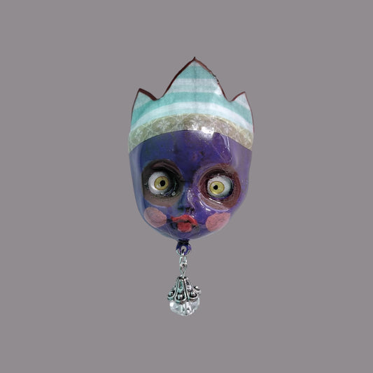 Handpainted Monster Fridge Magnet: Crowned Creepling Fae Goblin