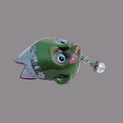 Handpainted Monster Fridge Magnet: Crowned Creepling Fae Goblin