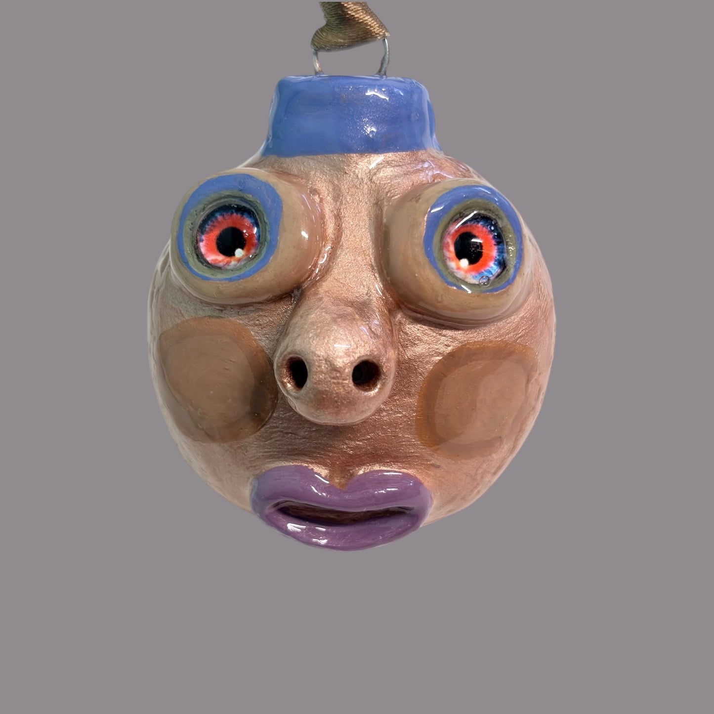 Whimsical Quirky Face Ornament Handmade Clay