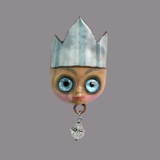 Handpainted Monster Fridge Magnet: Crowned Creepling Fae Goblin