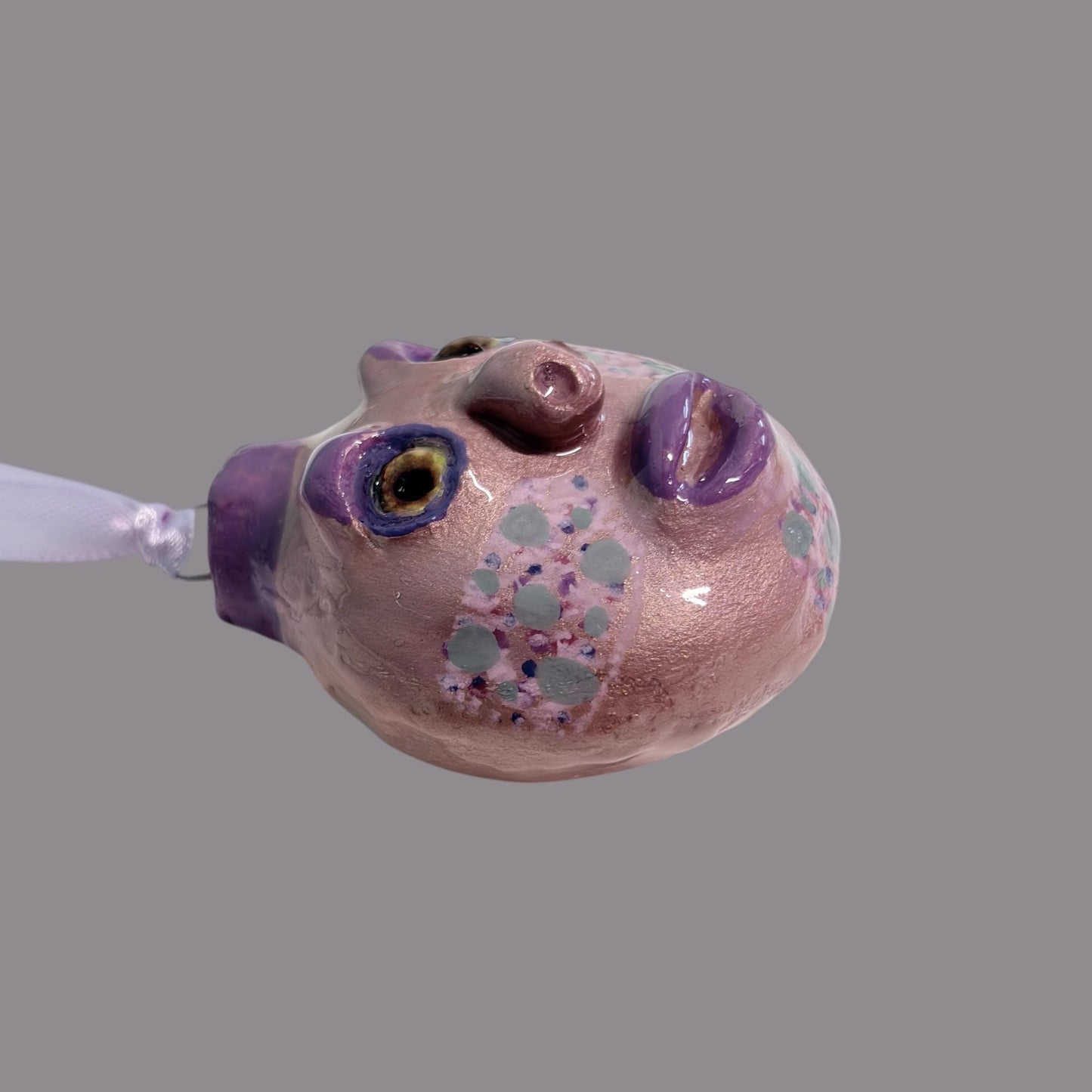 Whimsical Quirky Face Ornament Handmade Clay
