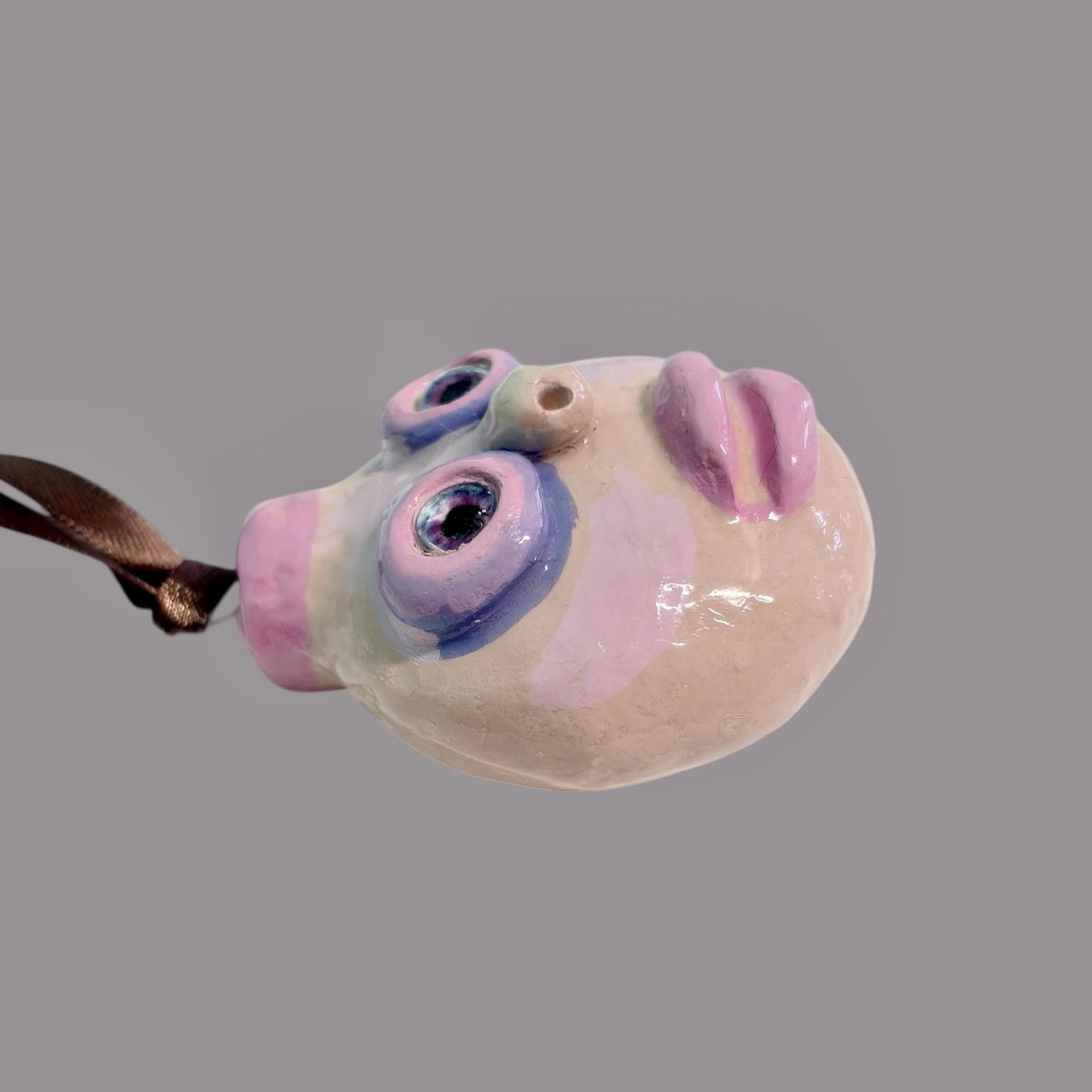 Whimsical Quirky Face Ornament Handmade Clay