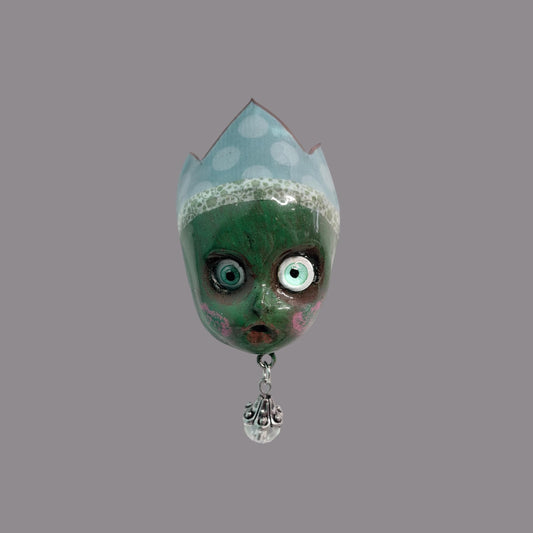 Handpainted Monster Fridge Magnet: Crowned Creepling Fae Goblin