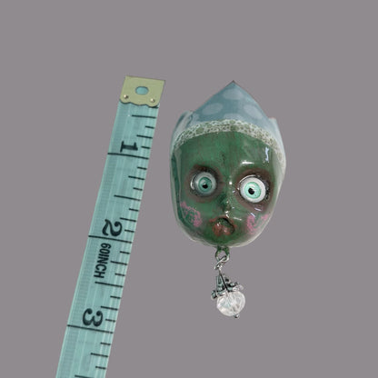 Handpainted Monster Fridge Magnet: Crowned Creepling Fae Goblin