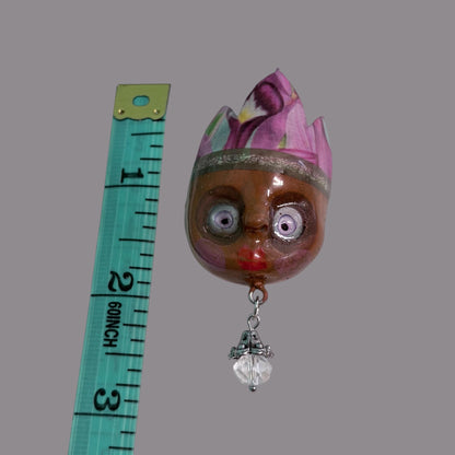 Handpainted Monster Fridge Magnet: Crowned Creepling Fae Goblin