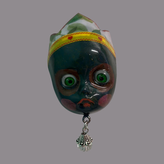 Handpainted Monster Fridge Magnet: Crowned Creepling Fae Goblin