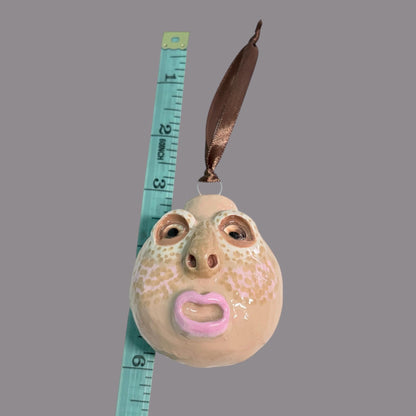 Whimsical Quirky Face Ornament Handmade Clay