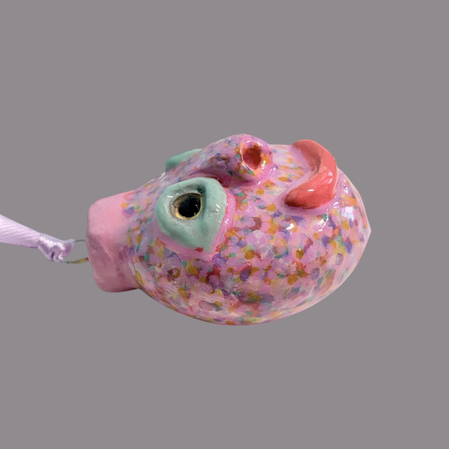 Whimsical Quirky Face Ornament Handmade Clay