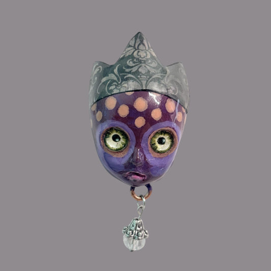 Handpainted Monster Fridge Magnet: Crowned Fae Goblin Kitchen Decor