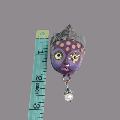 Handpainted Monster Fridge Magnet: Crowned Fae Goblin Kitchen Decor