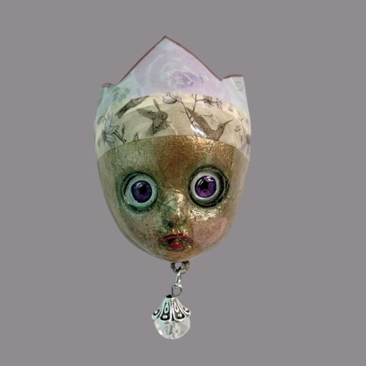 Handpainted Monster Fridge Magnet: Crowned Creepling Fae Goblin