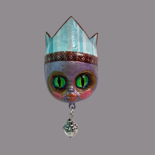 Handpainted Monster Fridge Magnet: Crowned Creepling Fae Goblin
