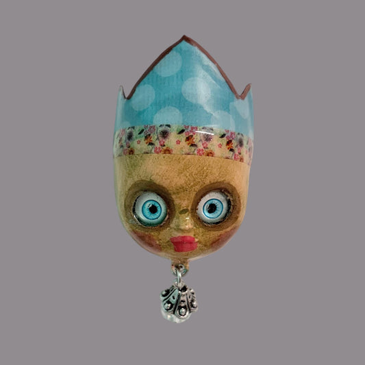 Handpainted Monster Fridge Magnet: Crowned Creepling Fae Goblin