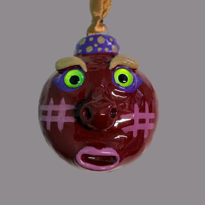 Whimsical Quirky Face Ornament Handmade Clay