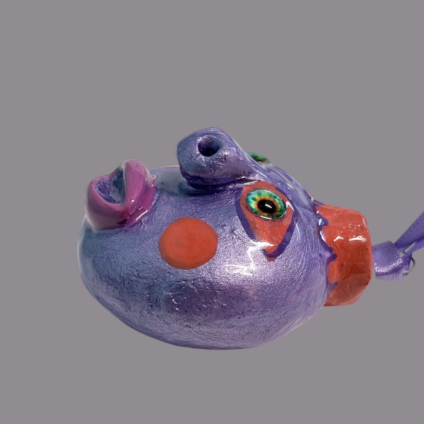 Whimsical Quirky Face Ornament Handmade Clay