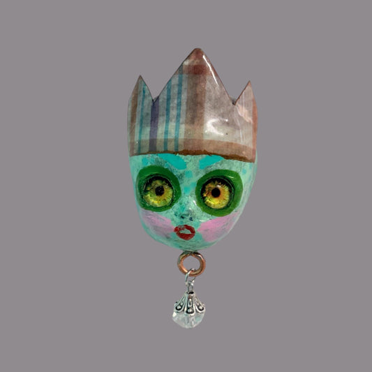 Handpainted Monster Fridge Magnet: Crowned Creepling Fae Goblin