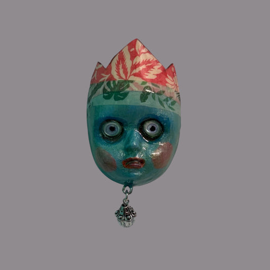 Handpainted Monster Fridge Magnet: Crowned Creepling Fae Goblin