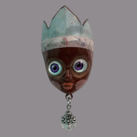 Handpainted Monster Fridge Magnet: Crowned Creepling Fae Goblin