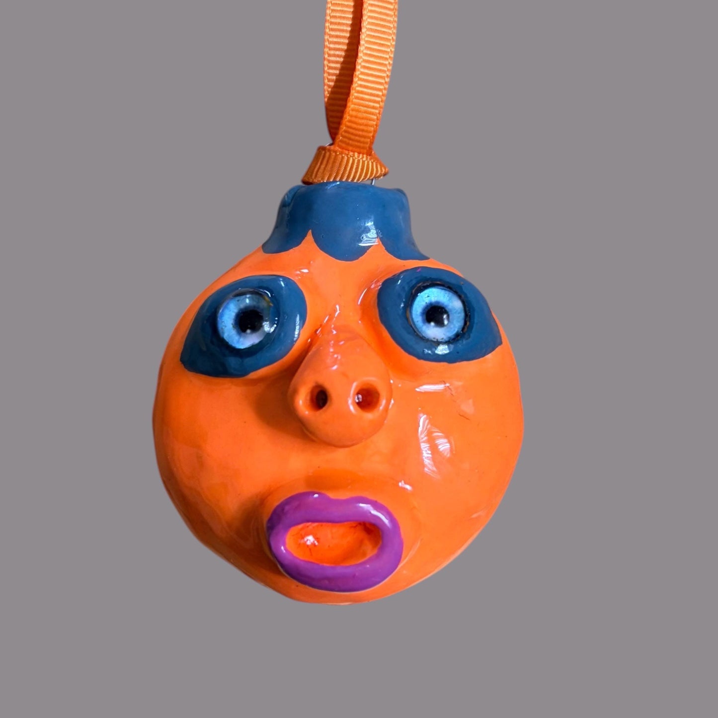 Whimsical Quirky Face Ornament Handmade Clay