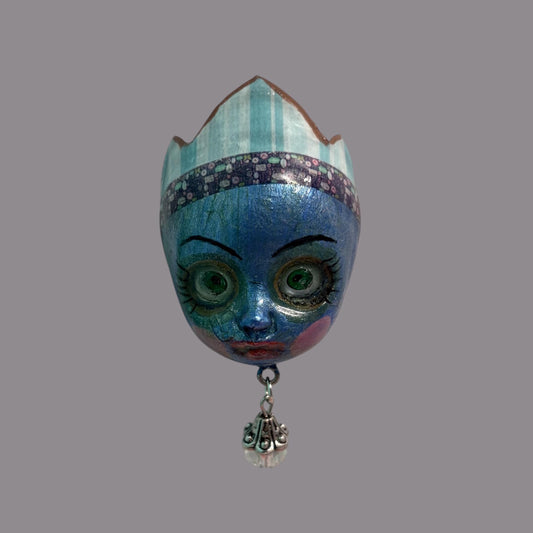 Handpainted Monster Fridge Magnet: Crowned Creepling Fae Goblin