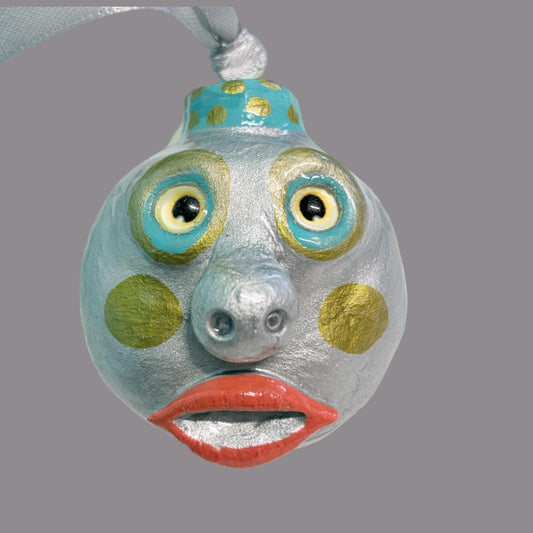 Whimsical Quirky Face Ornament Handmade Clay