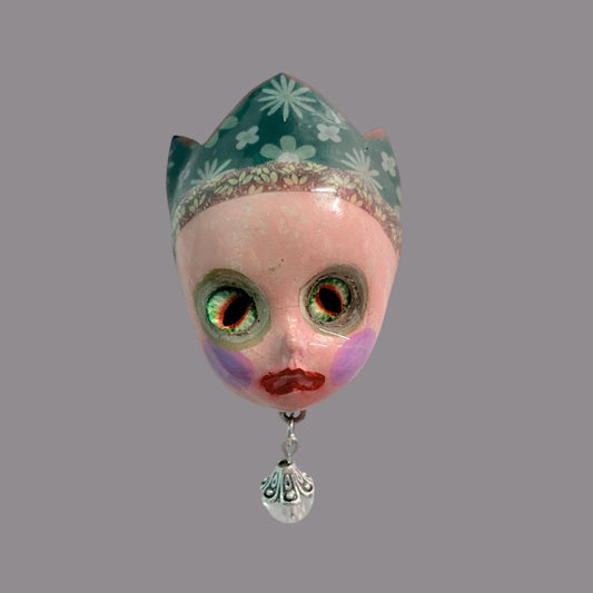 Handpainted Monster Fridge Magnet: Crowned Creepling Fae Goblin