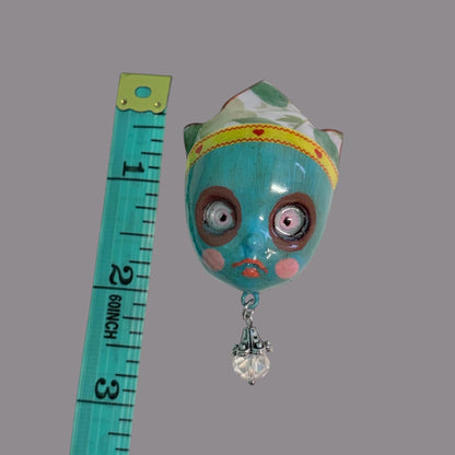 Handpainted Monster Fridge Magnet: Crowned Creepling Fae Goblin