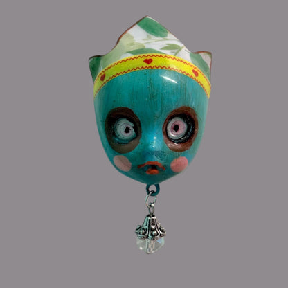 Handpainted Monster Fridge Magnet: Crowned Creepling Fae Goblin