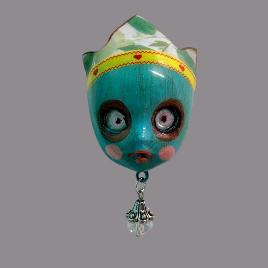 Handpainted Monster Fridge Magnet: Crowned Creepling Fae Goblin