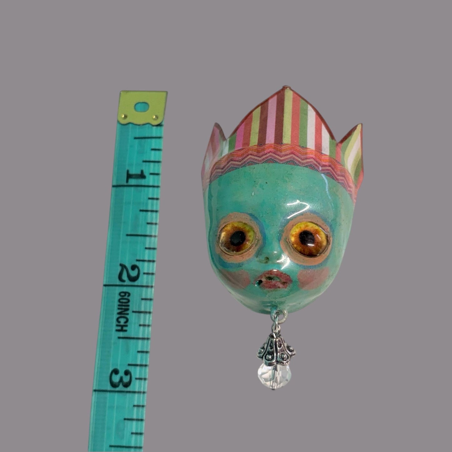 Handpainted Monster Fridge Magnet: Crowned Creepling Fae Goblin