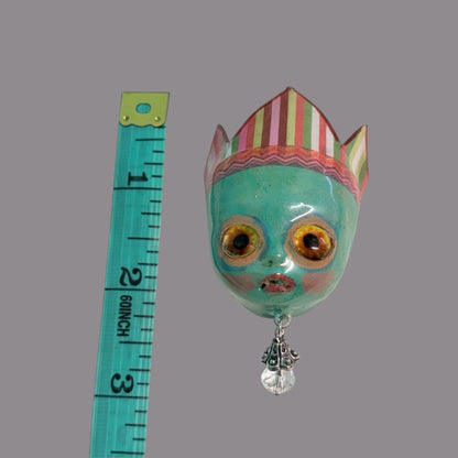 Handpainted Monster Fridge Magnet: Crowned Creepling Fae Goblin
