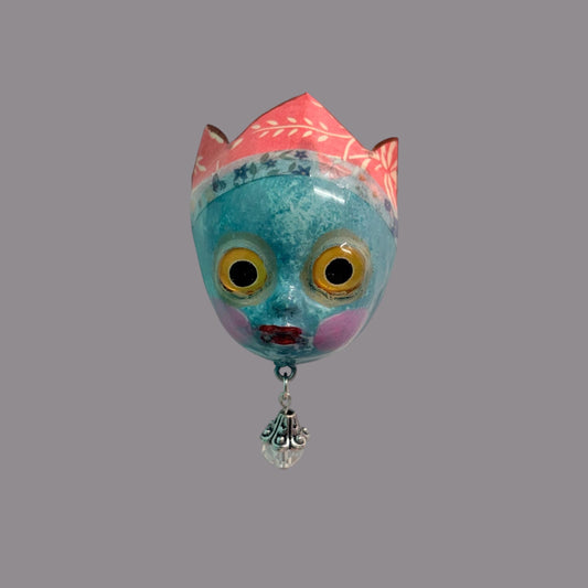 Handpainted Monster Fridge Magnet: Crowned Creepling Fae Goblin