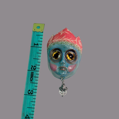 Handpainted Monster Fridge Magnet: Crowned Creepling Fae Goblin