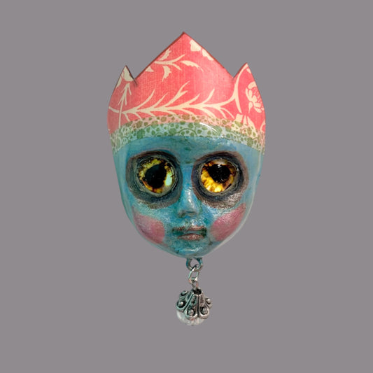 Handpainted Monster Fridge Magnet: Crowned Creepling Fae Goblin