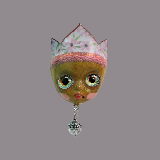 Handpainted Monster Fridge Magnet: Crowned Creepling Fae Goblin